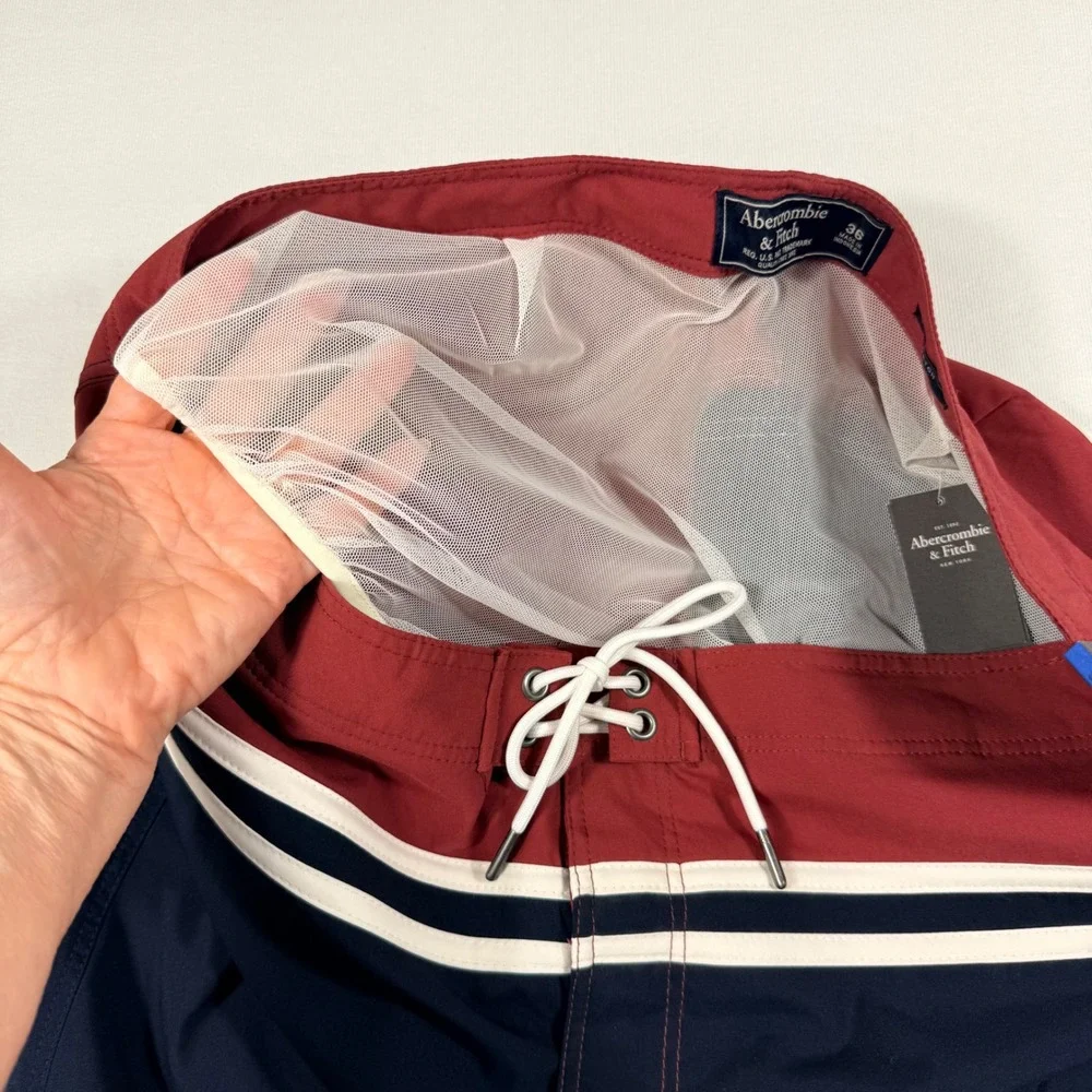 Abercrombie & Fitch‎ Board Shorts 36 Navy Red 9